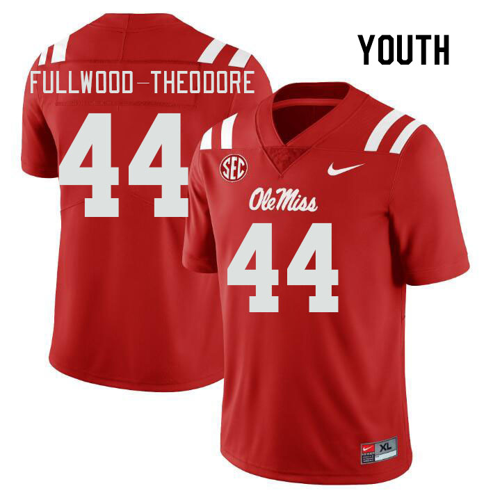 Youth #44 Nyseer Fullwood-Theodore Ole Miss Rebels College Football Jerseys Stitched Sale-Red